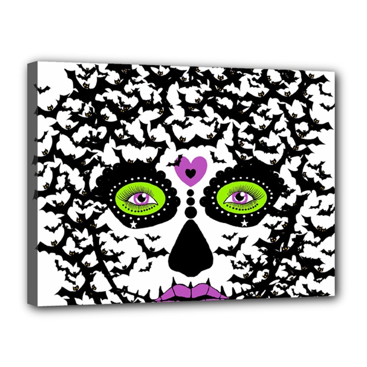 BAT LADY SUGAR SKULL Canvas 16  x 12 