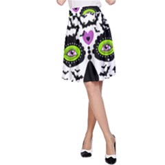 Bat Lady Sugar Skull A-line Skirt