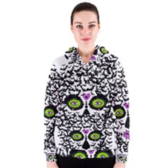 Bat Lady Sugar Skull Women s Zipper Hoodie by burpdesignsA