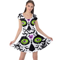 Bat Lady Sugar Skull Cap Sleeve Dresses by burpdesignsA