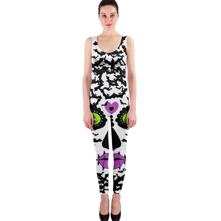 BAT LADY SUGAR SKULL OnePiece Catsuit