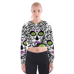 Bat Lady Sugar Skull Women s Cropped Sweatshirt