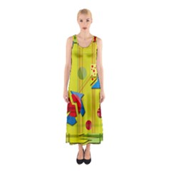 Playful Day - Yellow  Sleeveless Maxi Dress