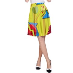 Playful Day - Yellow  A-line Skirt by Valentinaart