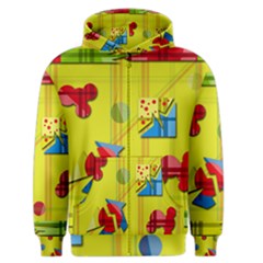 Playful Day - Yellow  Men s Zipper Hoodie by Valentinaart