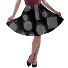 Come Down - Magenta A-line Skater Skirt by Valentinaart