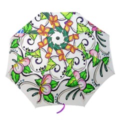 Tropical Hibiscus Flowers Folding Umbrellas