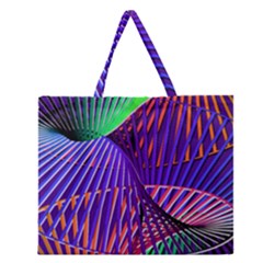 Colorful Rainbow Helix Zipper Large Tote Bag