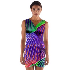 Colorful Rainbow Helix Wrap Front Bodycon Dress by designworld65