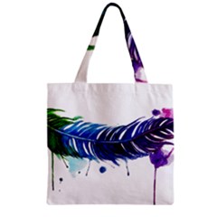 Watery Feather Zipper Grocery Tote Bag by EverIris