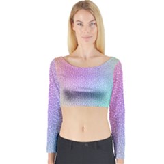 Rainbow Colorful Grid Long Sleeve Crop Top