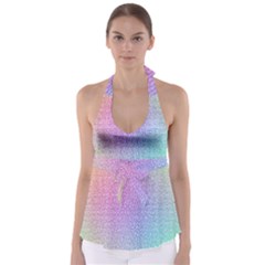 Rainbow Colorful Grid Babydoll Tankini Top by designworld65