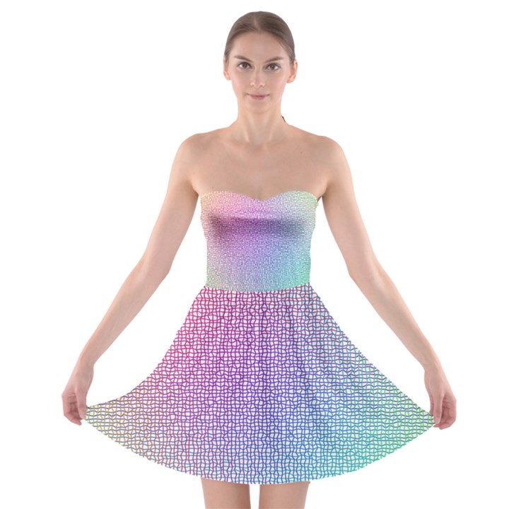 Rainbow Colorful Grid Strapless Bra Top Dress