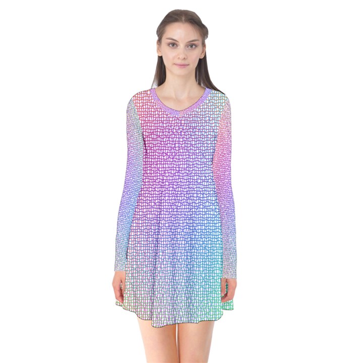 Rainbow Colorful Grid Flare Dress