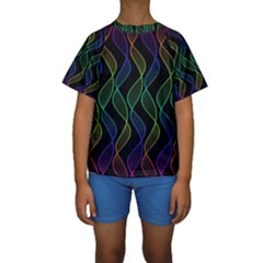 Rainbow Helix Black Kids  Short Sleeve Swimwear