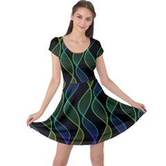 Rainbow Helix Black Cap Sleeve Dresses by designworld65