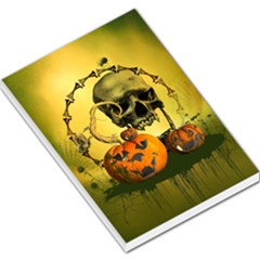 Halloween, Funny Pumpkins And Skull With Spider Large Memo Pads by FantasyWorld7