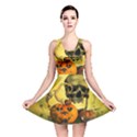 Halloween, Funny Pumpkins And Skull With Spider Reversible Skater Dress View1