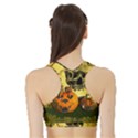 Halloween, Funny Pumpkins And Skull With Spider Sports Bra with Border View2