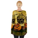 Halloween, Funny Pumpkins And Skull With Spider Women s Tie Up Tee View2