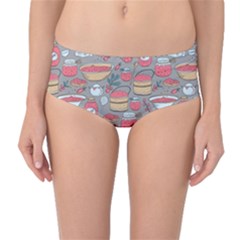 Jam Pattern Mid-waist Bikini Bottoms