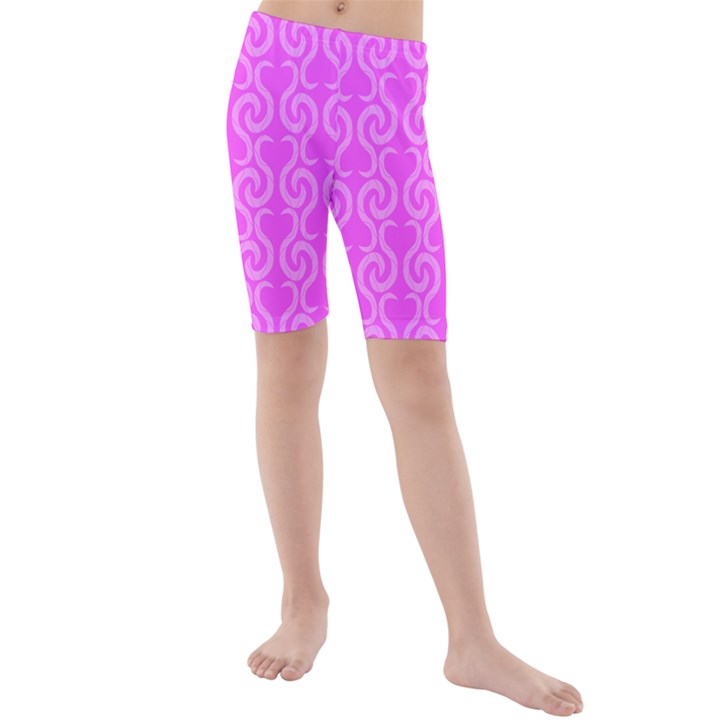 Pink elegant pattern Kids  Mid Length Swim Shorts