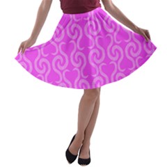 Pink Elegant Pattern A-line Skater Skirt