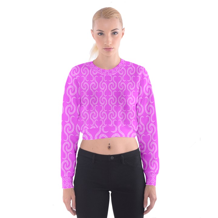 Pink elegant pattern Women s Cropped Sweatshirt