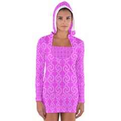 Pink Elegant Pattern Women s Long Sleeve Hooded T-shirt by Valentinaart