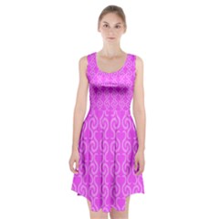 Pink Elegant Pattern Racerback Midi Dress