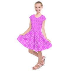 Pink Elegant Pattern Kids  Short Sleeve Dress