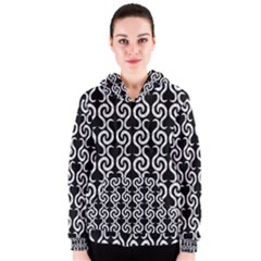 Black And White Pattern Women s Zipper Hoodie