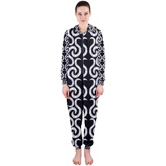 Black And White Pattern Hooded Jumpsuit (ladies) 