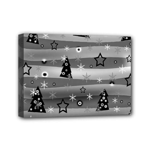 Gray Xmas Magic Mini Canvas 7  X 5  by Valentinaart