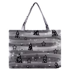 Gray Xmas Magic Medium Zipper Tote Bag by Valentinaart