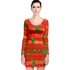 Xmas Magic Long Sleeve Velvet Bodycon Dress by Valentinaart