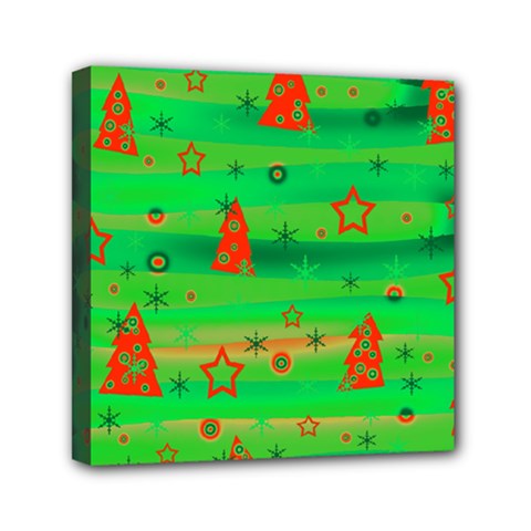 Green Xmas Magic Mini Canvas 6  X 6  by Valentinaart