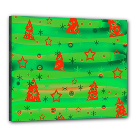 Green Xmas Magic Canvas 24  X 20  by Valentinaart