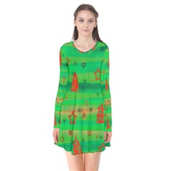 Green Xmas Magic Flare Dress by Valentinaart