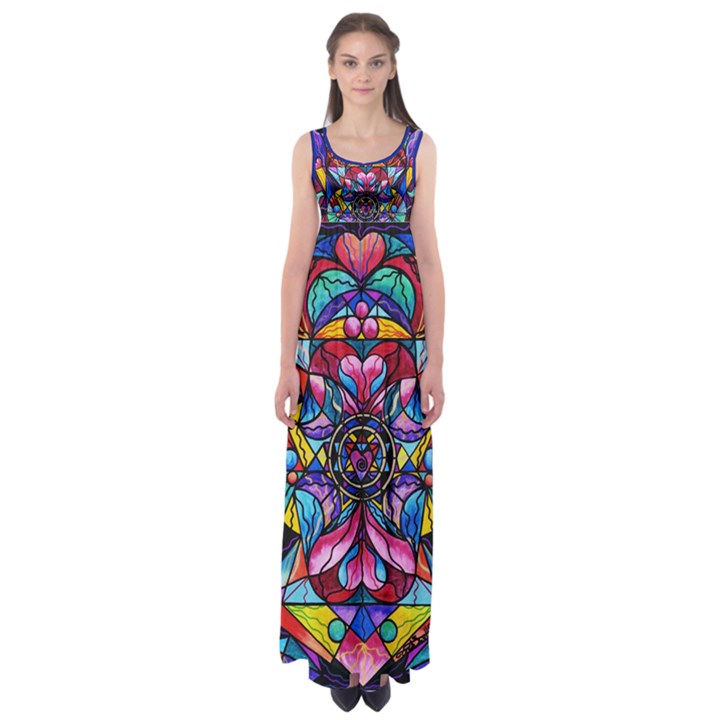 Blue Ray Self Love Healing Grid - Empire Waist Maxi Dress