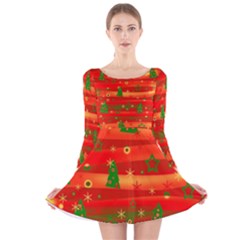 Christmas Magic Long Sleeve Velvet Skater Dress by Valentinaart