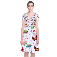 Xmas Song Short Sleeve Front Wrap Dress by Valentinaart