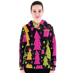 Colorful Xmas Women s Zipper Hoodie