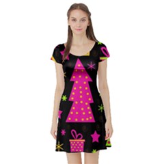 Colorful Xmas Short Sleeve Skater Dress by Valentinaart