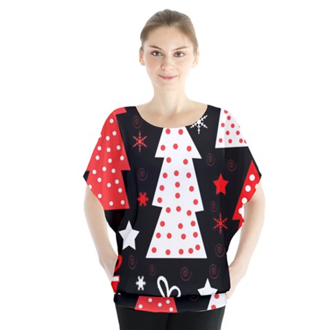 Red Playful Xmas Blouse by Valentinaart