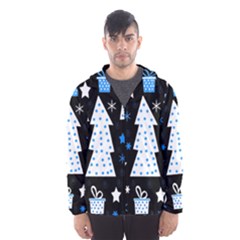 Blue Playful Xmas Hooded Wind Breaker (men) by Valentinaart