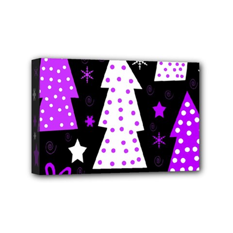 Purple Playful Xmas Mini Canvas 6  X 4 