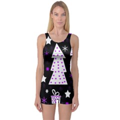 Purple Playful Xmas One Piece Boyleg Swimsuit by Valentinaart