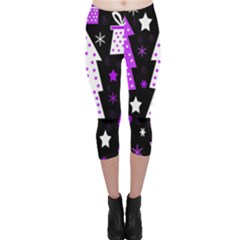 Purple Playful Xmas Capri Leggings  by Valentinaart