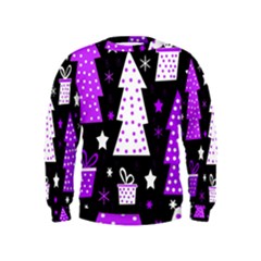 Purple Playful Xmas Kids  Sweatshirt by Valentinaart